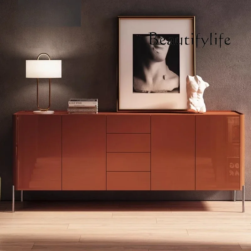 

Nordic light luxury paint multi-layer solid wood dining side cabinet small apartment household storage simple designer
