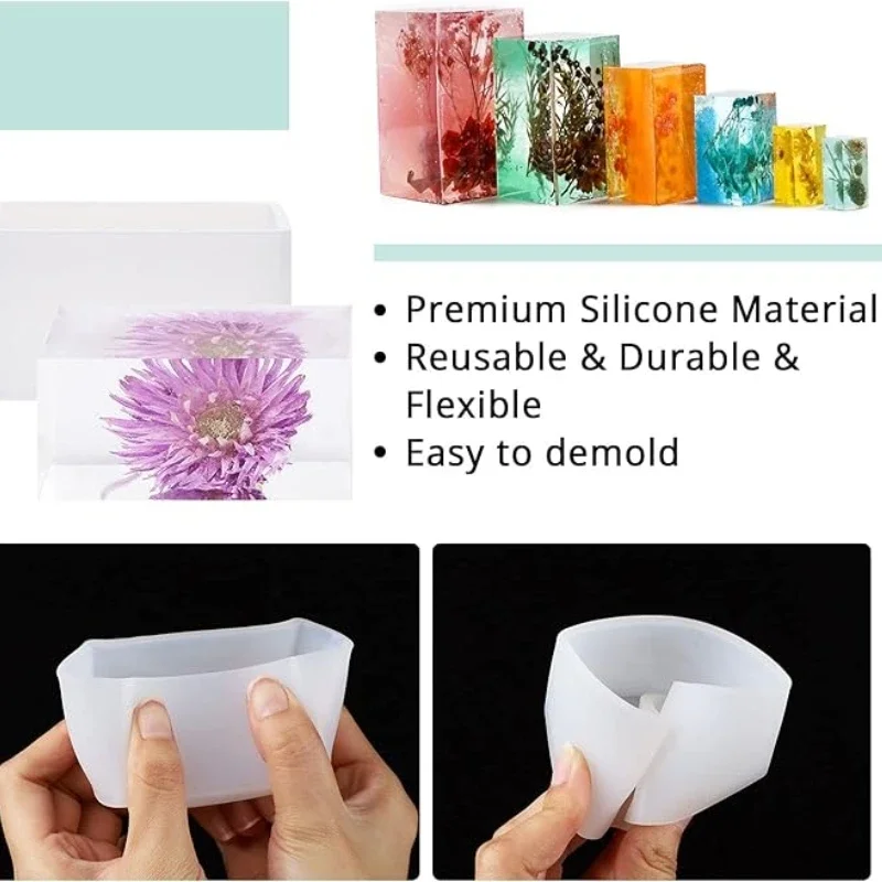 Resin Cuboid Molds Rectangular Silicone Casting Moulds Reusable Epoxy Mould DIY Jewelry Craft Making for Home Decoration Resin A