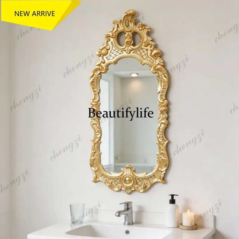z183 European retro baroque decorative mirror wall-mounted cosmetic mirror bedroom dresser engraving