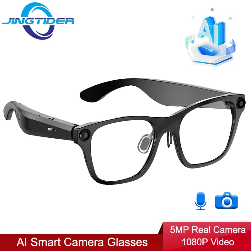 Okulary z inteligentną kamerą S336 AI, prawdziwa kamera 5MP, wideo 1080P, rozpoznawanie rozmów AI, transfer WIFI, połączenia Bluetooth, inteligentne okulary do robienia zdjęć AI.