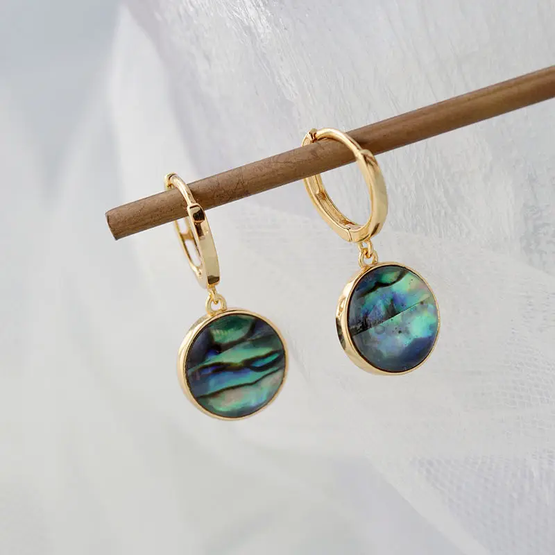 

Inlaid Natural Abalone Shell 18K Gold Plated Earrings Simple Chic Elegance 925 Sterling Silver Earring for everyday wear
