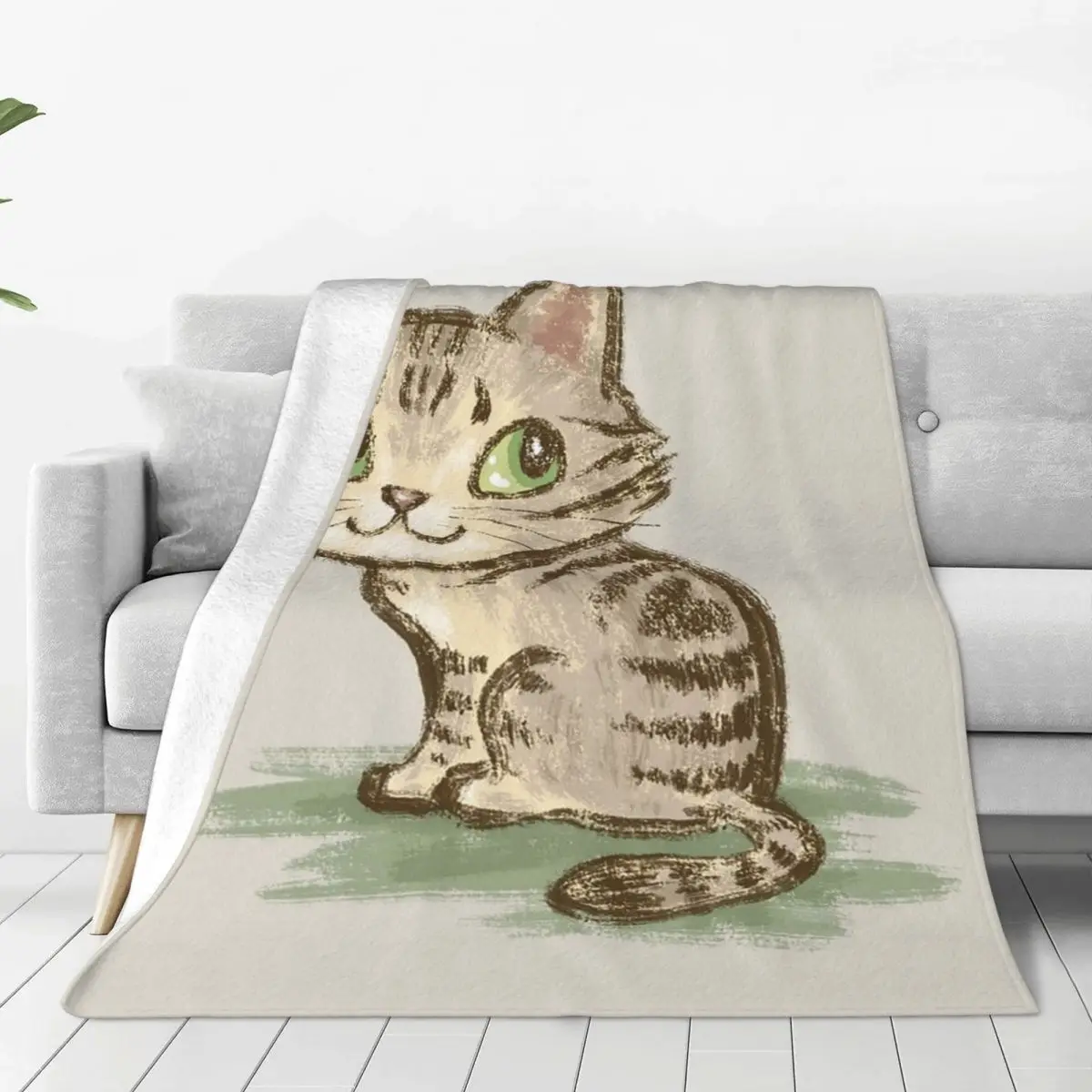 Cat With A Heart Mark On Its Back Blanket Flannel Portable Sofa Throw Blankets For Home Bedroom Travel Throws Bedspread Quilt