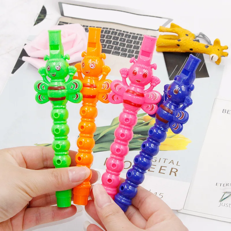 12Pcs Colorful Bee 5 Hole Flute Whistle Noise Maker Toys for Kids Birthday Party Favors Baby Shower Goodie Bag Pinata Fillers