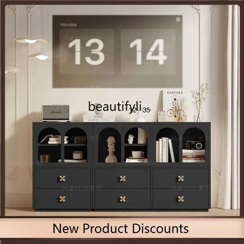 K185 غرفة المعيشة خزانة منخفضة الرجعية الشرفة خزانة ذات أدراج مزيج مجاني Tailstock تلفزيون الملابس الجانبية خزانة #1