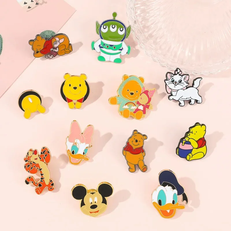 

12 pcs Cute Cartoon Brooch Mickey Mouse Metal Badge Accessories Wholesale Hat Pins for Clothes Decorative Brooches Cap Pin Bag