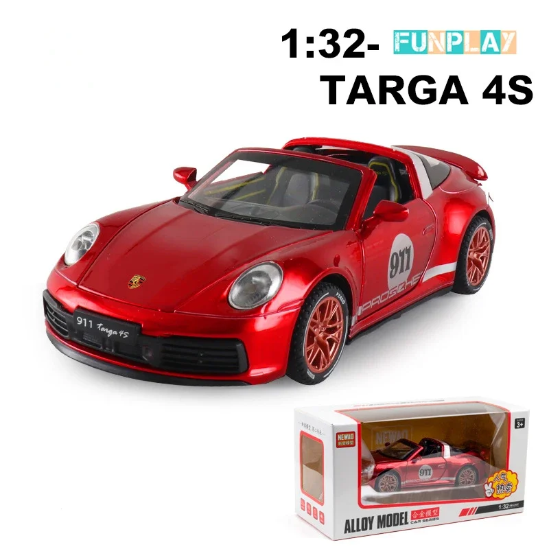 1/32 Alloy Model Car Porsche 911 Miniature 1/32 Die Cast Car Model Targa 4S Toy For Boy Kids Gift Hobby Metal Simulation Car