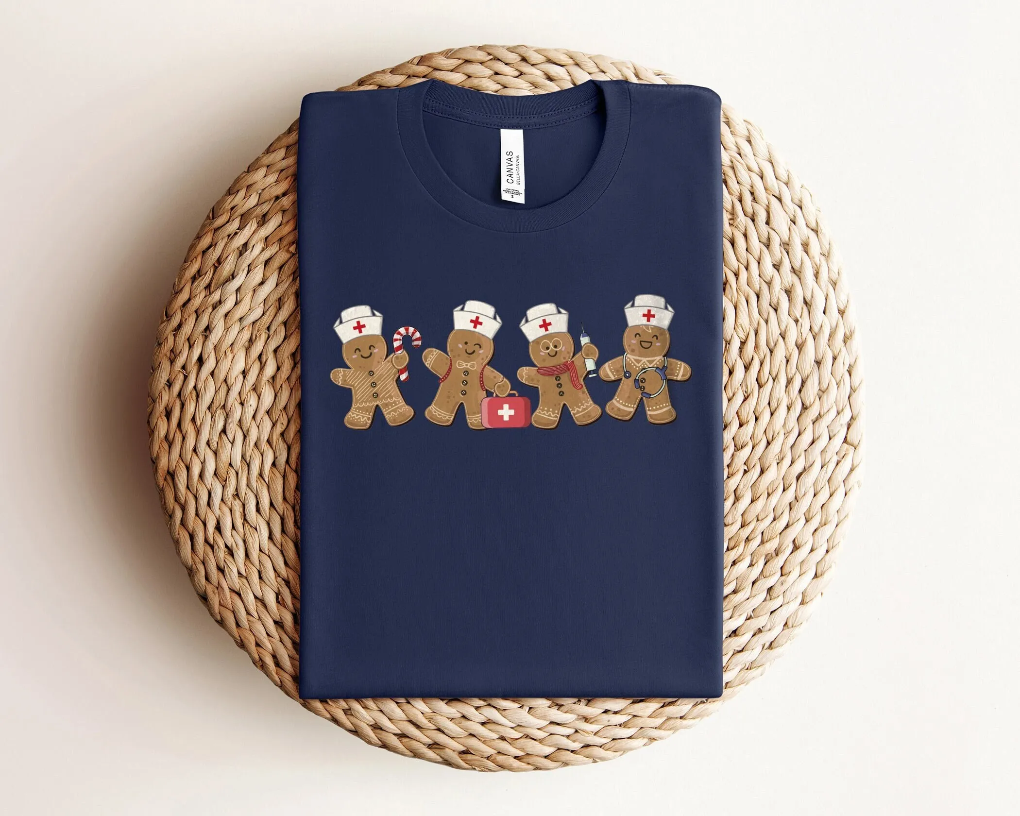 Gingerbread Nurse Christmas T Shirt Cute Cookie Retro