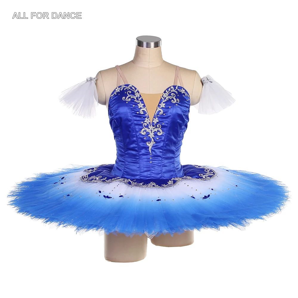 B22511 Customized Royal Blue Bodice with Ombre Blue Pancake Tutu Professional Stage Performance Costume Adult Child Ballet Dress