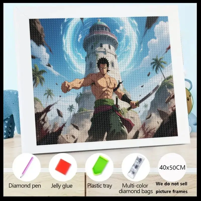 

1 шт. аниме One Piece Roronoa Zoro 5D Набор для алмазной живописи, DIY Полный дрель Кристалл Драгоценный камень Художественный набор для взрослых, Эпический фехтовальщик Воин