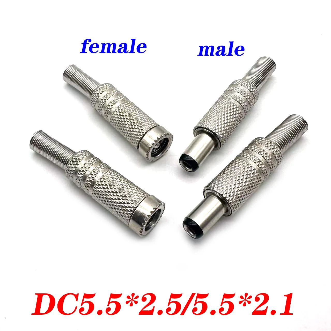

100pcs 5.5mm x 2.1mm / 5.5mm x 2.5mm DC Power Plug + Socket 5.5*2.1mm 5.5mm*2.5mm Male Female Panel Mount Connectors 12V
