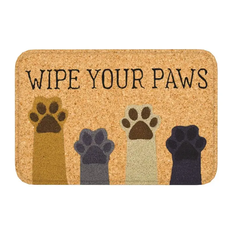 Custom Funny Cat Paw Wipe Your Paws Front Door Floor Entrance Mat Indoor Bathroom Kitchen Doormat Living Room Carpet Rug