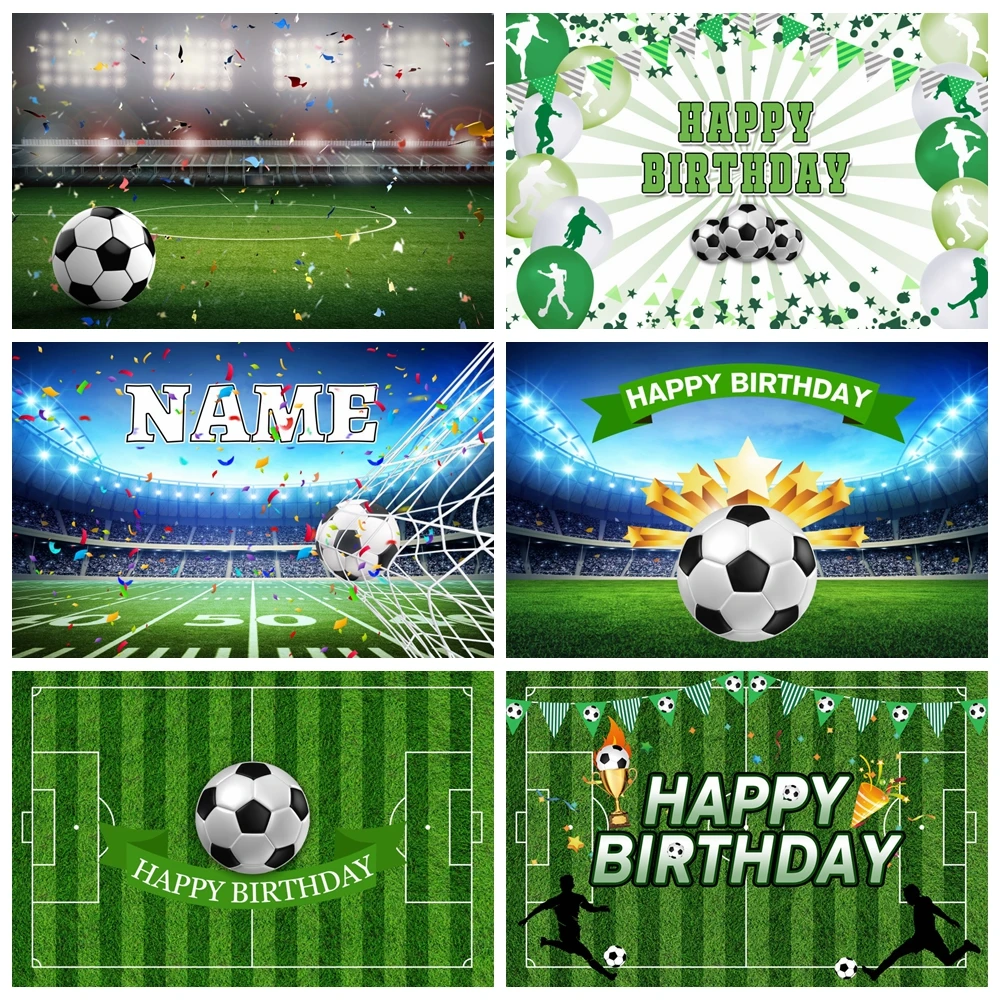 

Boy Birthday Background For Photography Football Soccer Field Stadium Sports Poster Baby Shower Backdrop Photo Studio