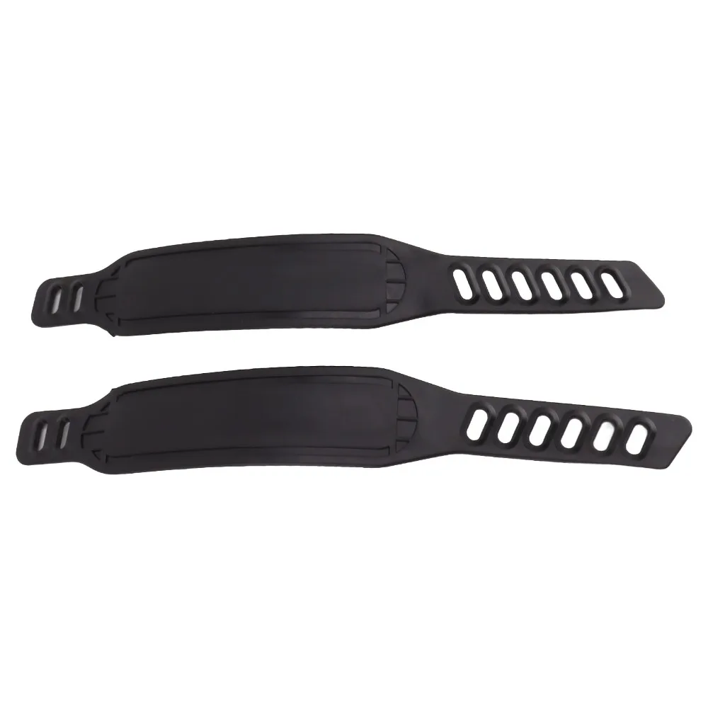 2PCS Adjustable Length Exercise Bike Pedal Straps Black Two Sides Slots Bike Pedal Strap Plastic Exercise Bike Feet Strap