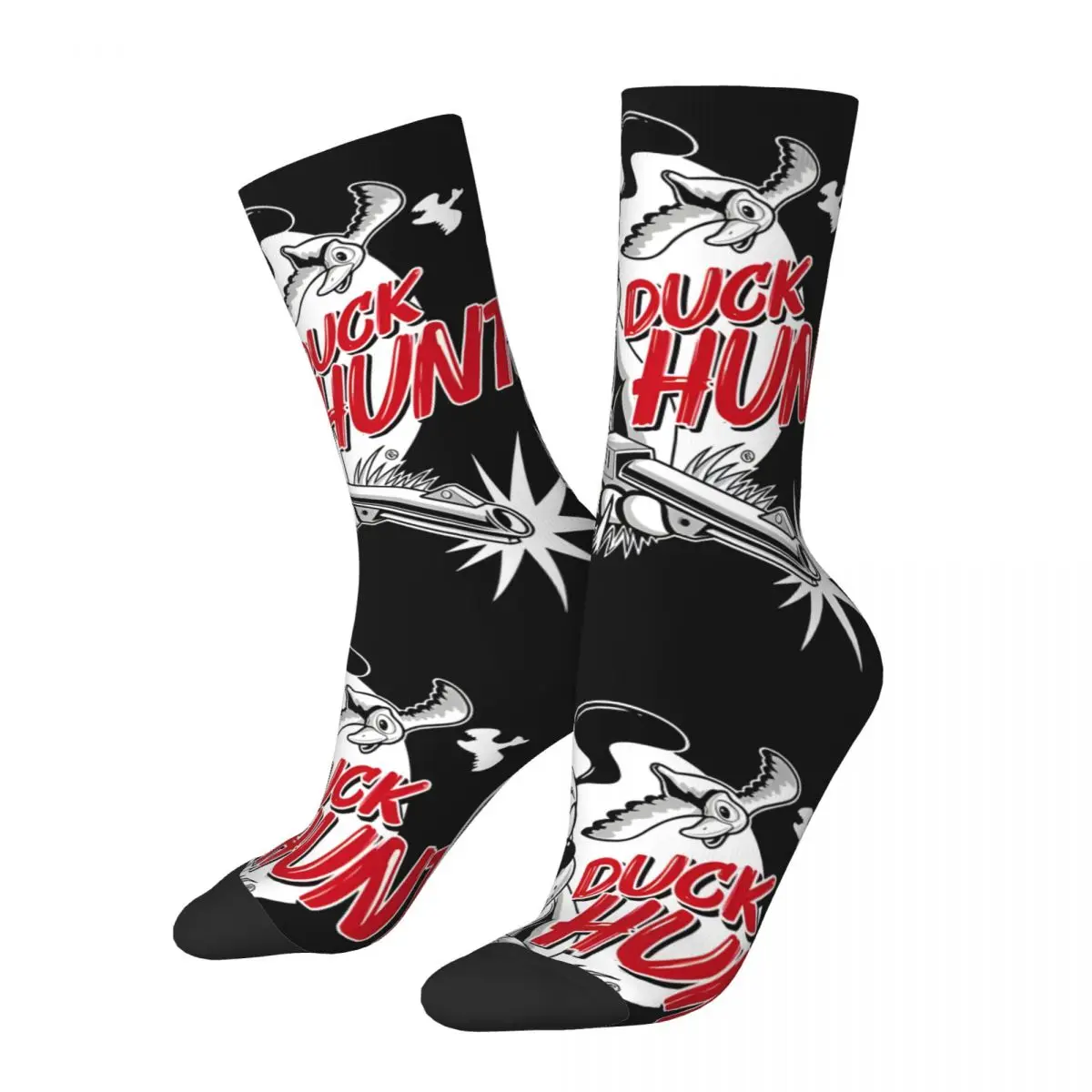 Happy Funny Shoot Men's Socks Retro Harajuku D-Duck Hunt Hip Hop Novelty Pattern Crew Crazy Sock Gift Printed