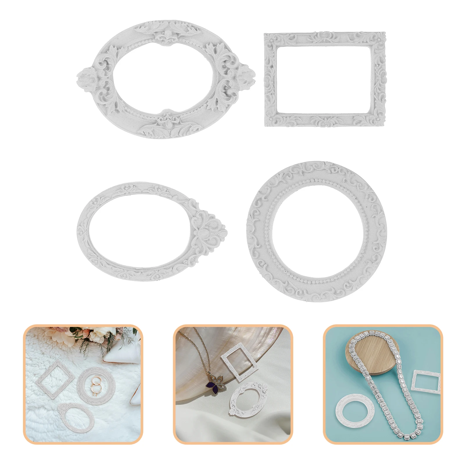 

4 Pcs Mini Photo Frame DIY Holder Kit Posing Vintage Tiny Frames Props Resin Picture