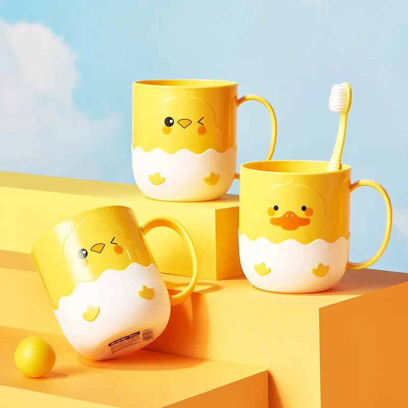 Little Yellow Duck and Chicken Cartoon Cute Mouthwash Cup  Student toothbrush cup  Water cup  Mug