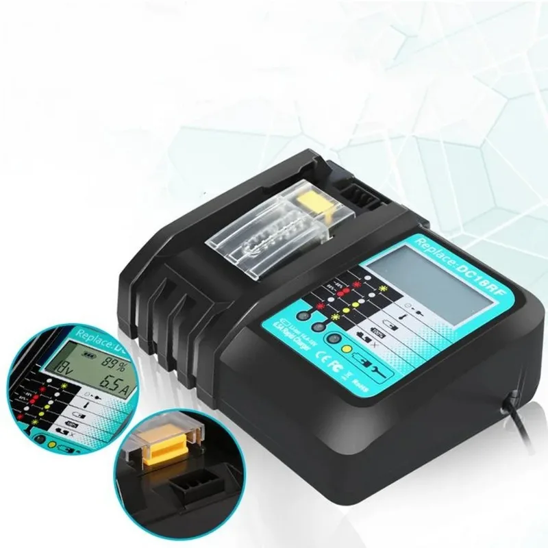 

6.5A Battery Charger For Makita 14.4V 18V BL1830 Bl1430 DC18RC DC18RF EU Plug fan cooling and high quality DC18RF Charger EUplug