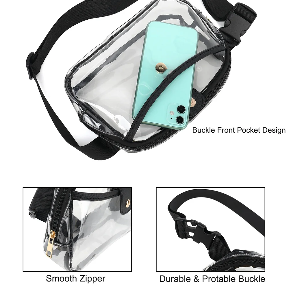 Clear Fanny Pack Waist Bag Outdoor Sports Waist Bags Stadium Approved Clear Chest Bag for Women Men, Waterproof Clear Waist Bag