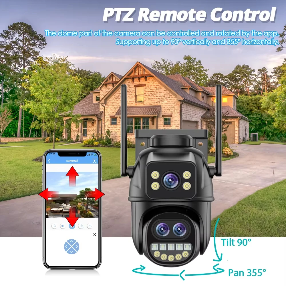 نظام مراقبة الفيديو الذكي 10CH XMEye 10CH 4K POE NVR Kit ثلاثة عدسات مسار تلقائي 9MP WIFI كاميرات 8X Zoom PTZ CCTV لاسلكي