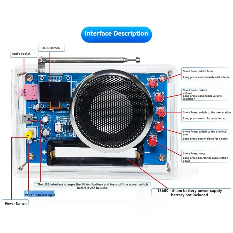 FM Radio DIY Electronic Kit With OLED Display Electronic Welding Practice Assembly Production Kit DIY Assembly Kit image 3
