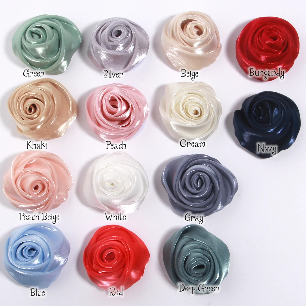 5cm Satin Rose Fabric Artificial Flower For DIY Headwear Accessories Wedding Dress Clothing Decoration