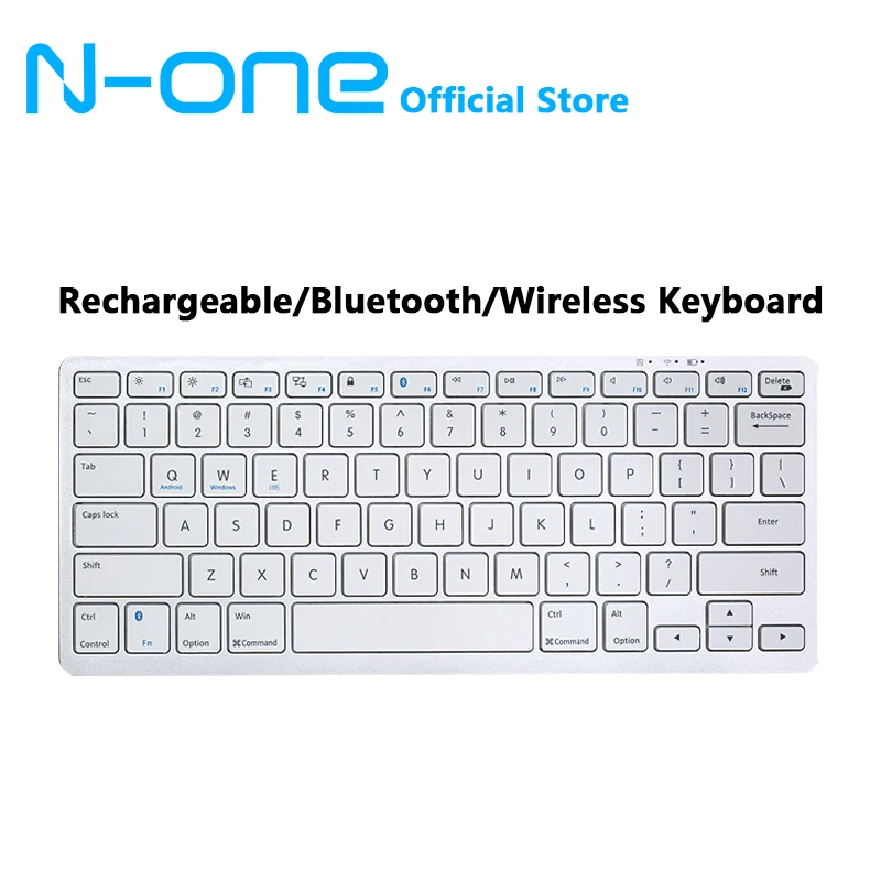 N-ONE Bluetooth Keyboard for Android/iOS/Windows/iPad Pro Mini Air Rechargeable Portable Wireless Keyboard for Tablet PC Laptop