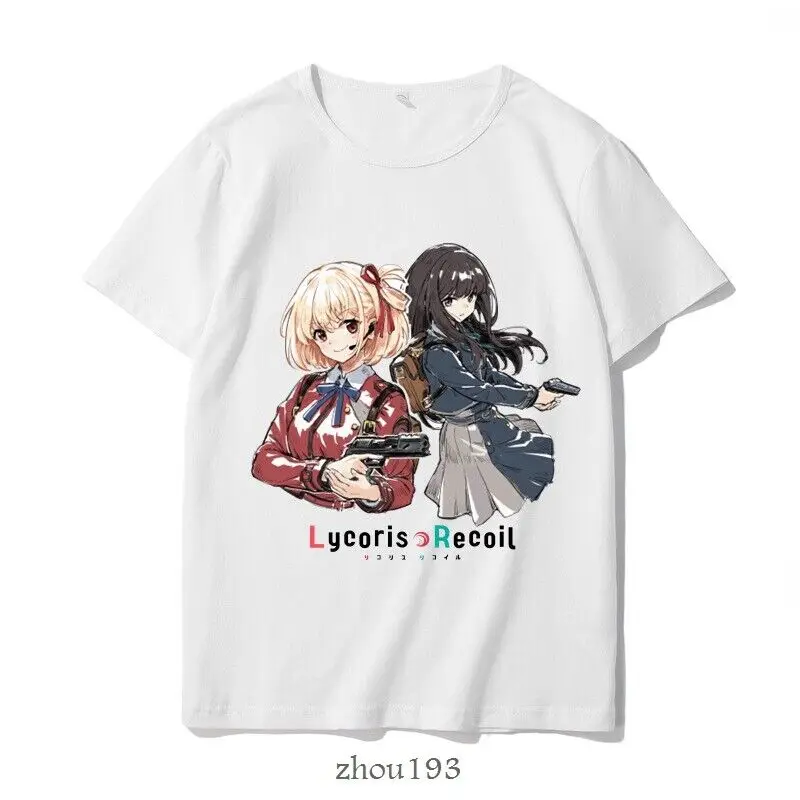 Anime Lycoris Recoil Chisato Nishikigi Cosplay Unisex Short Sleeve T-shirt Z05