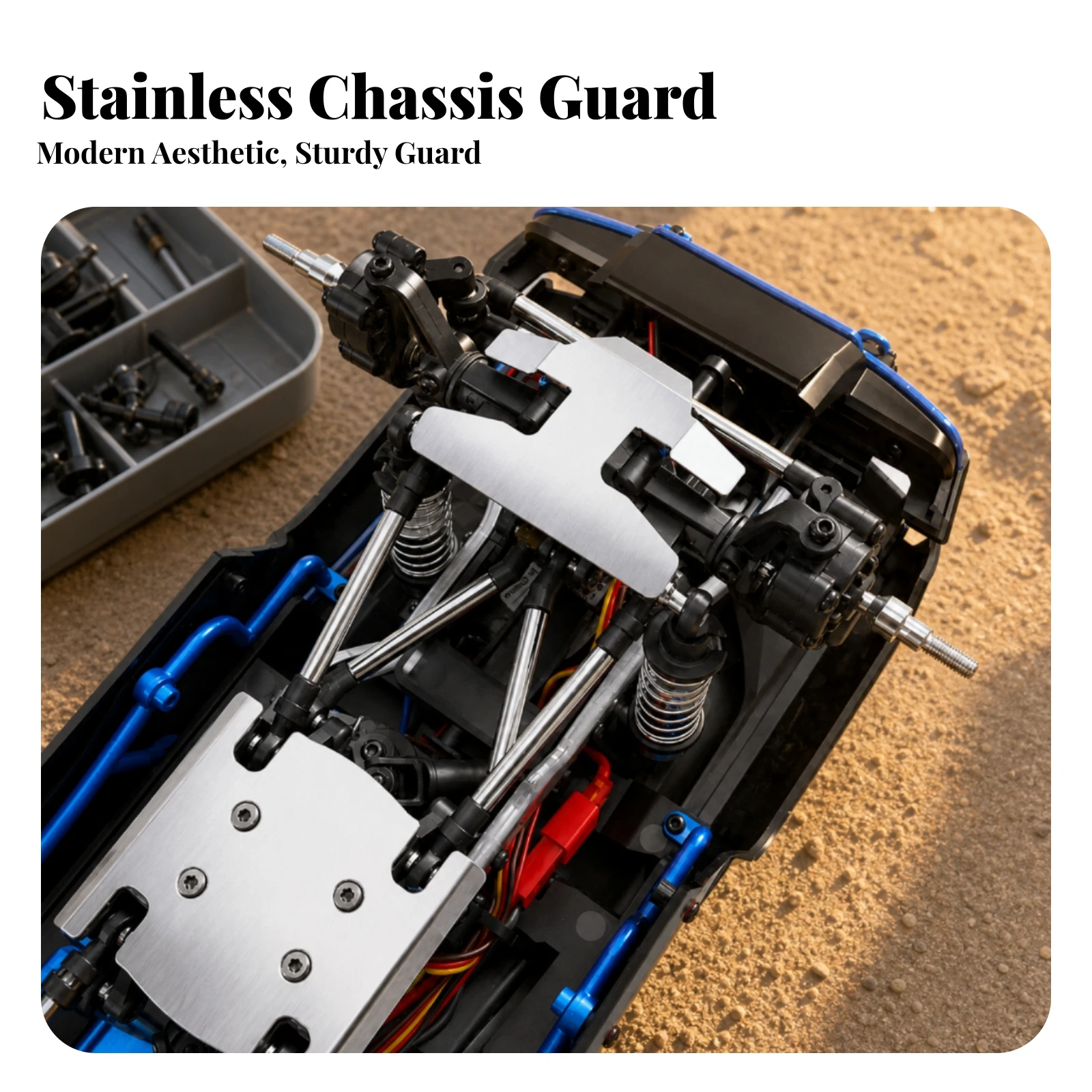 RC Car Chassis Shield Easy to Install Stainless Steel Chassis Guard RC Car Upgrade Accessory Shielding Skid Plate Strong