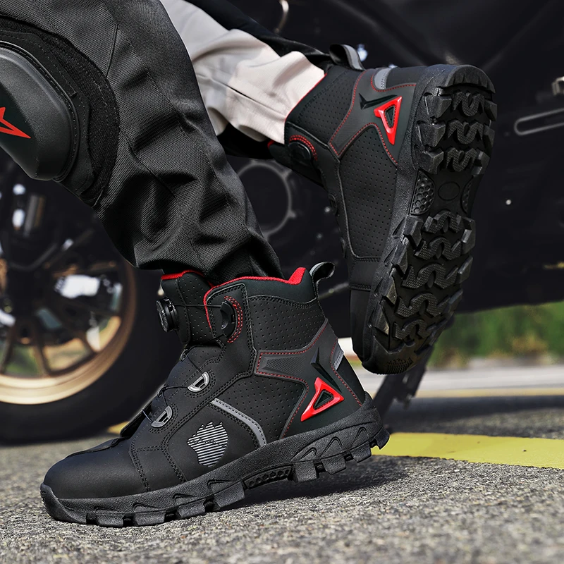 Professional Men's Motorcycle Boots Off-Road Racing Shoes Street Motorcycle Equipment Ultra-Fine Fiber Leather Boat view 3