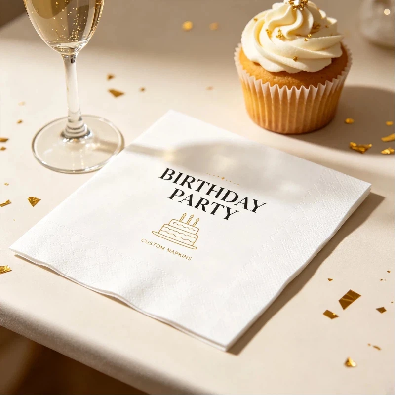 Personalized Cocktail Napkins Custom Logo Disposable Printed Paper Napkins For Wedding Bridal Shower Business Bar Birthday Party