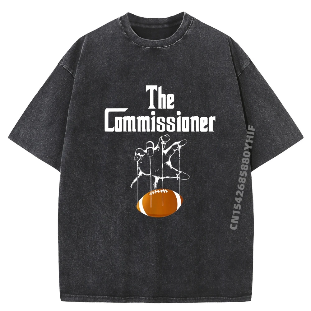 

Fantasy Football Commissioner Draft Party Commish FFL Men Clothes Comfortable Men's Washed T-Shirts Plus Size Gothic Style