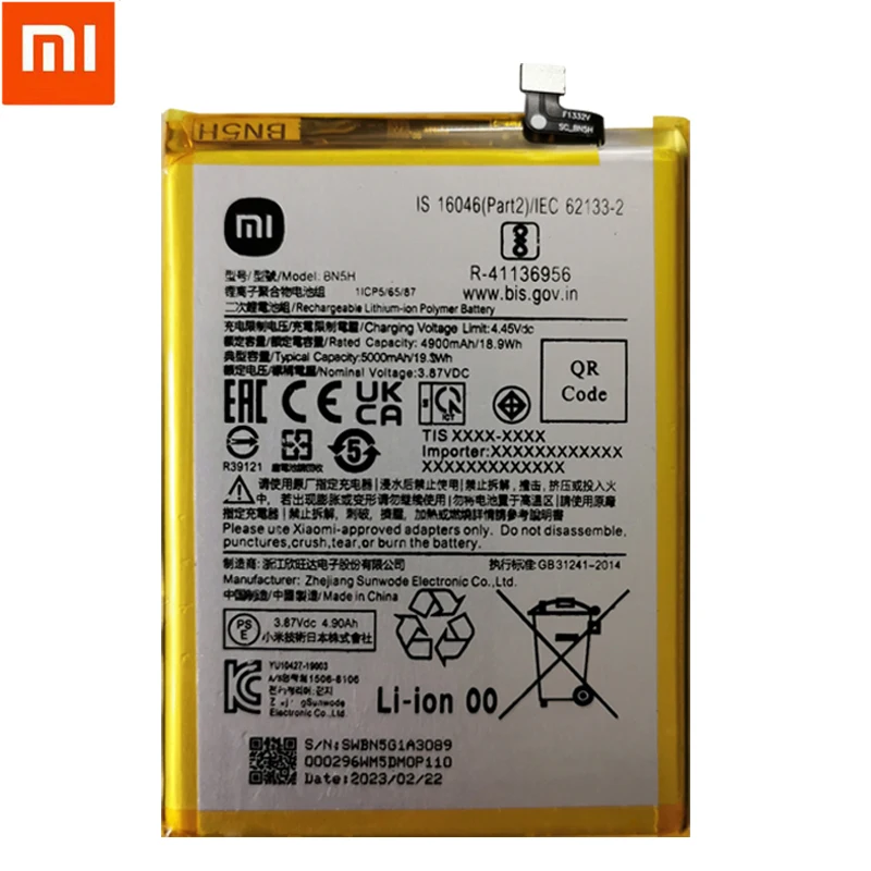 Original High Quality BN5H Battery FOR Xiaomi Redmi Note11E / POCO M4 5G/Pocophone M5 5000mAh Capacity Phone Batteries Bateria