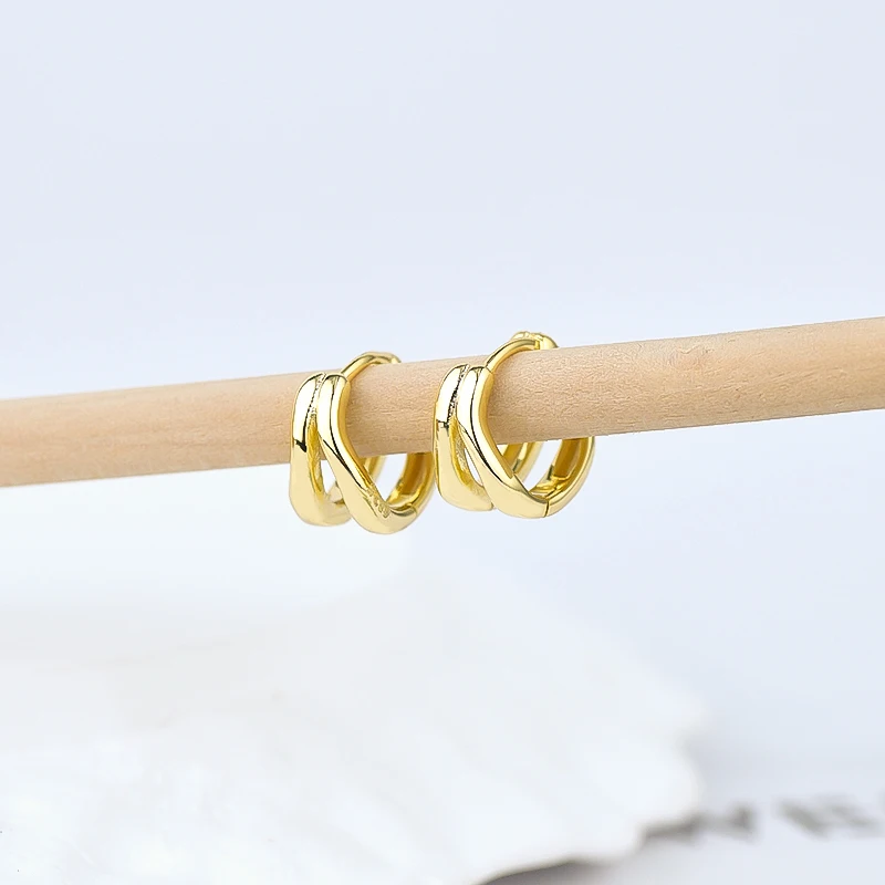 925 Sterling Silver Ear Needle Casual stylish geometric design twisted double layer single layer smooth earrings Jewelry Gifts
