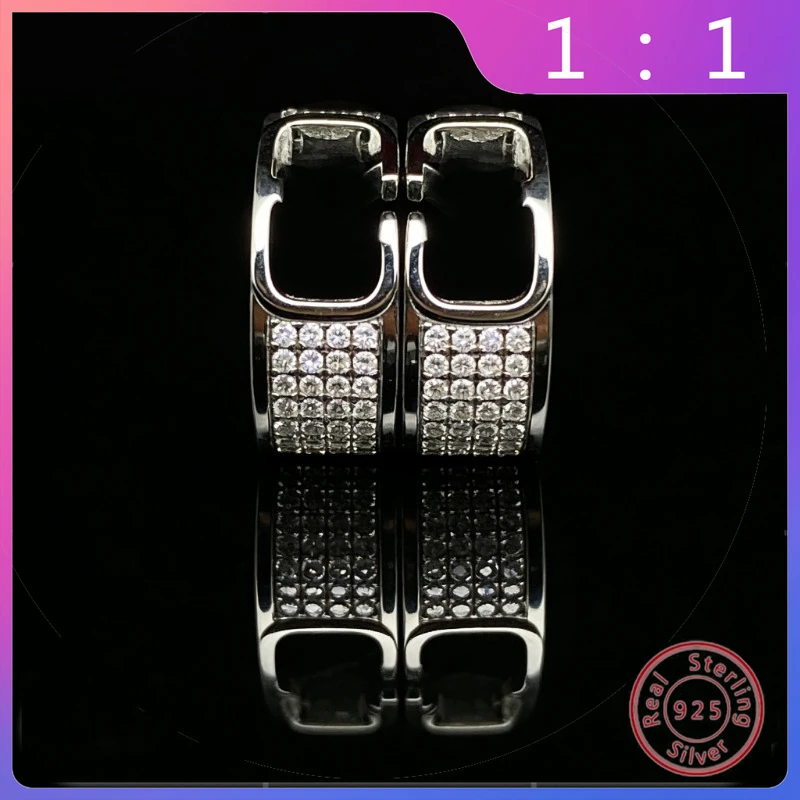 

Новые серьги из серебра S925 пробы: роскошные, модные, в стиле ретро, универсальные, с широкой оправой, инкрустированные бриллиантами, с буквенным дизайном, подарок на праздник