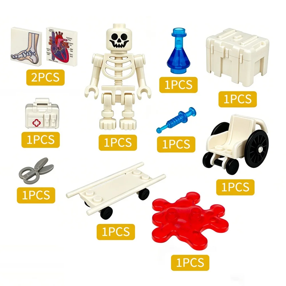 Hospital Rescue Medical Staff With 12pcs Mini Action Figures Doctor Nurse for City Emergency Scene Building Blocks Set Toys