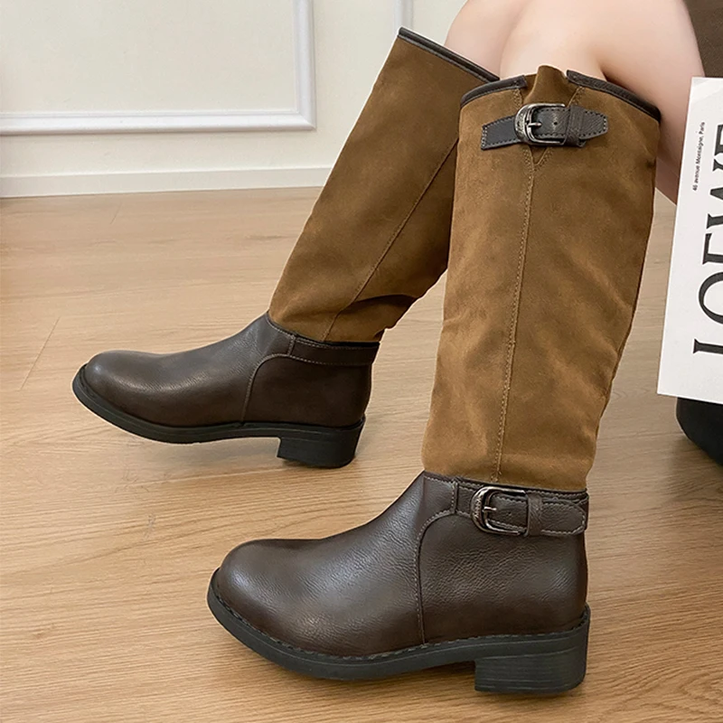 

Высокие сапоги для женщин. Дизайнерское платье. Модные туфли на каблуке. Челси Botas. 2025 г. Зимние повседневные новые уютные брендовые женские ботинки.