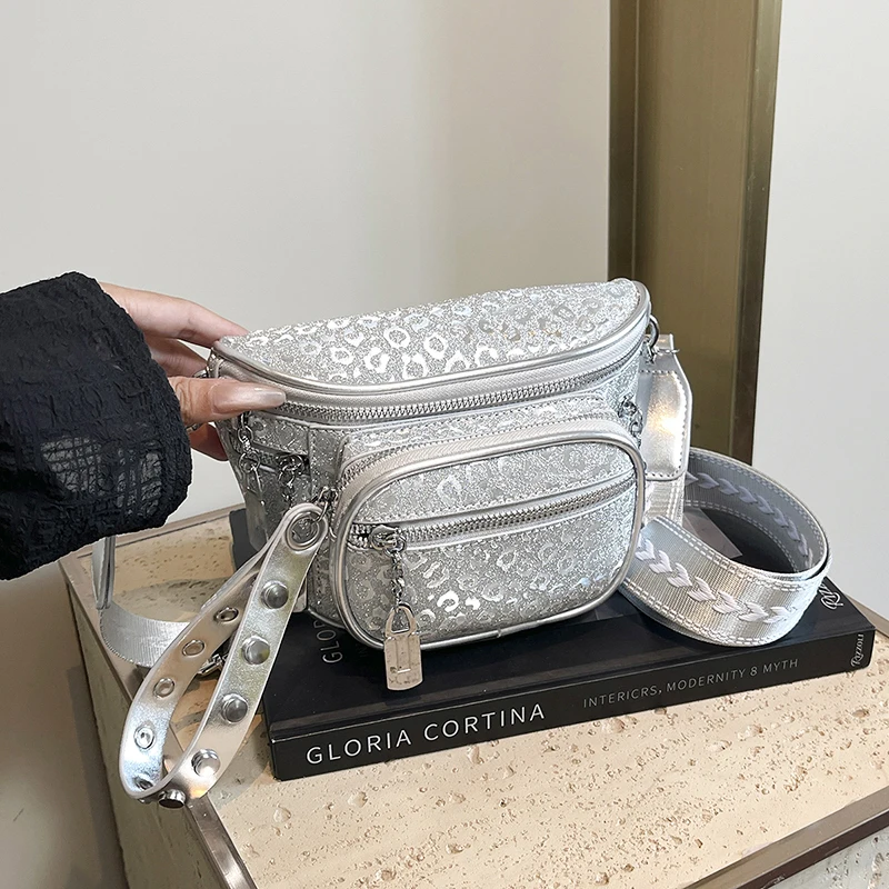 Wysokiej jakości torebka crossbody damska ze skóry PU, wielowarstwowa torba biodrowa, modna nerka, saszetka na telefon, torba na pasek.