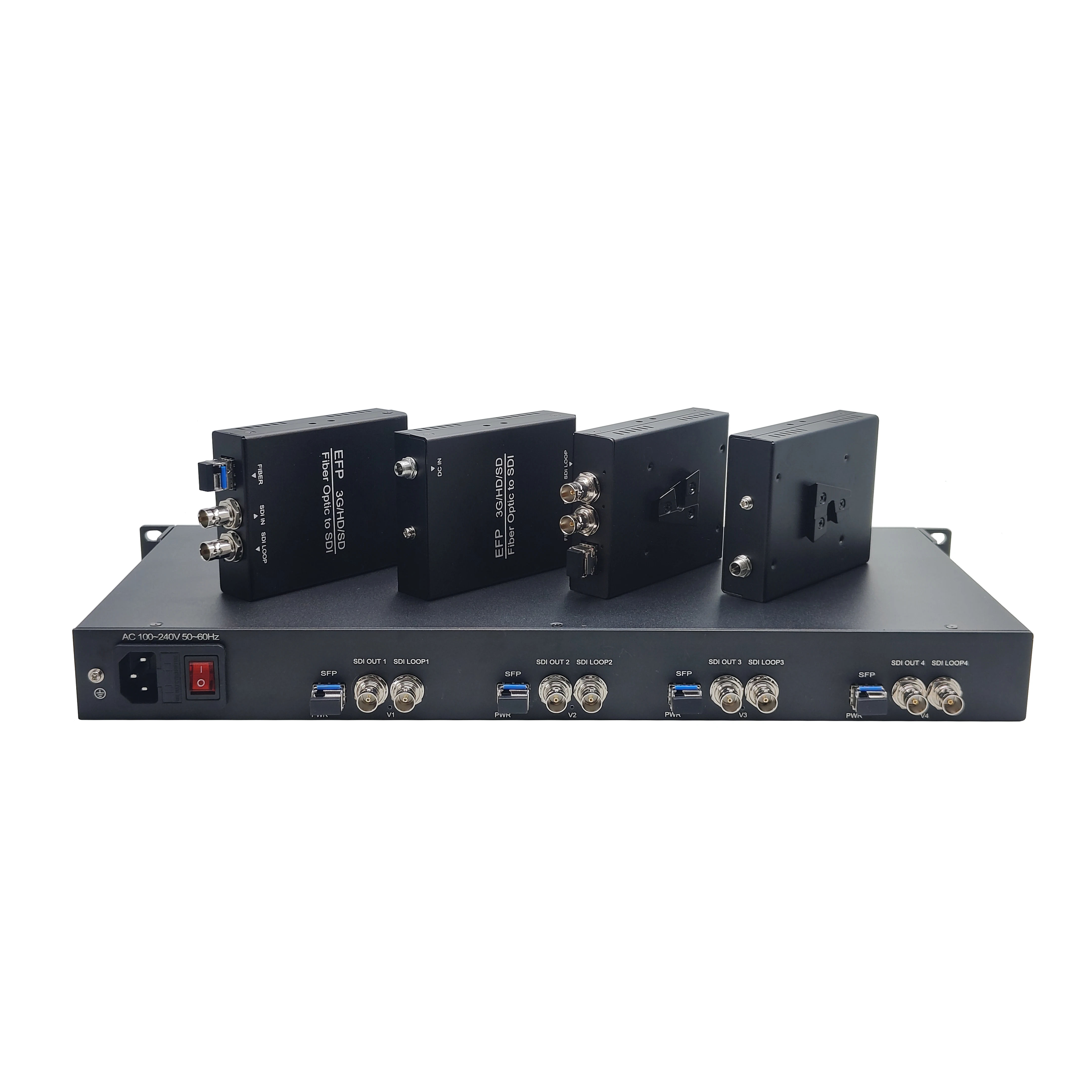 3G-SDI EFP 1 Channel Fiber Optic Transmission System Loopout Power Board 1/4 Hot Shoe Screw 1310nm Forward 20KM CE Certified
