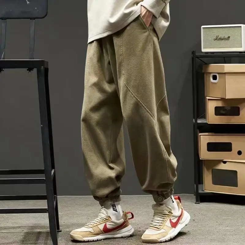 

2023 Spring New Japanese Solid Color Loose Oversized Trend Men's Clothing Vintage Fashion Sports All-match Cargo Sports Pants