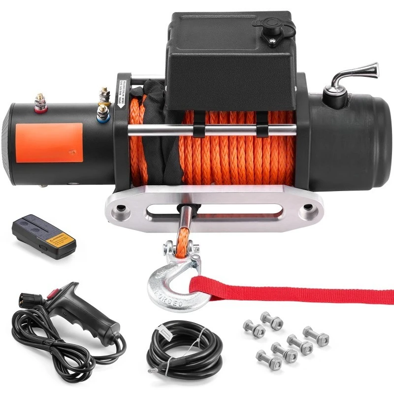 13500lbs Electric Winch Car Truck Winch with 80ft Synthetic Rope Wireless & Wired Remote Control for Towing Off-Road