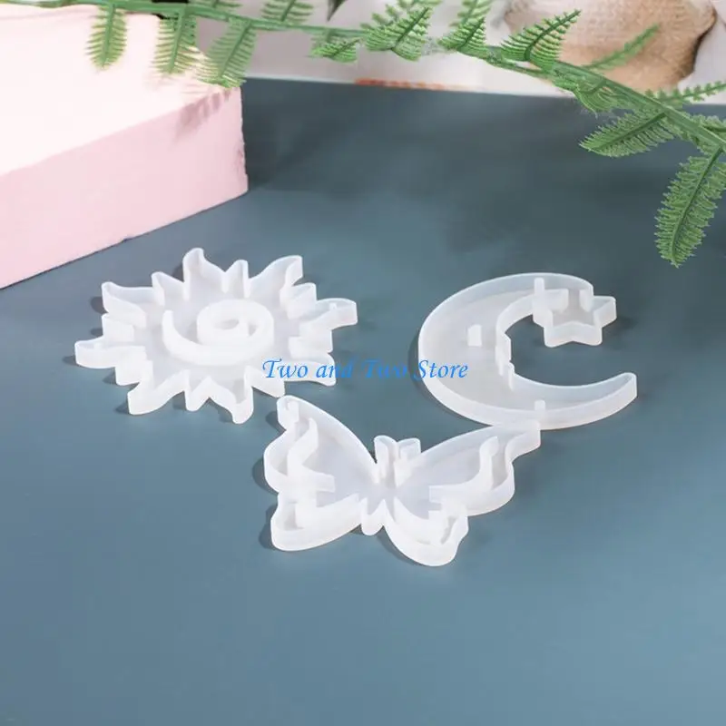 

HX6F Heat Resistant Silicone Pendant Moulds Butterfly Moon Sun Charms Crafting Tool