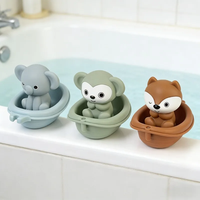 ของเล่นสัตว์ลอยน้ำสำหรับเด็ก ของเล่นในห้องน้ำแบบซ้อนได้ เกมอาบน้ำเด็กพร้อมฟังก์ชั่นการเล่นหลากหลาย ตุ๊กตาสัตว์นิ้วมือแบบอินเทอร์แอคทีฟ