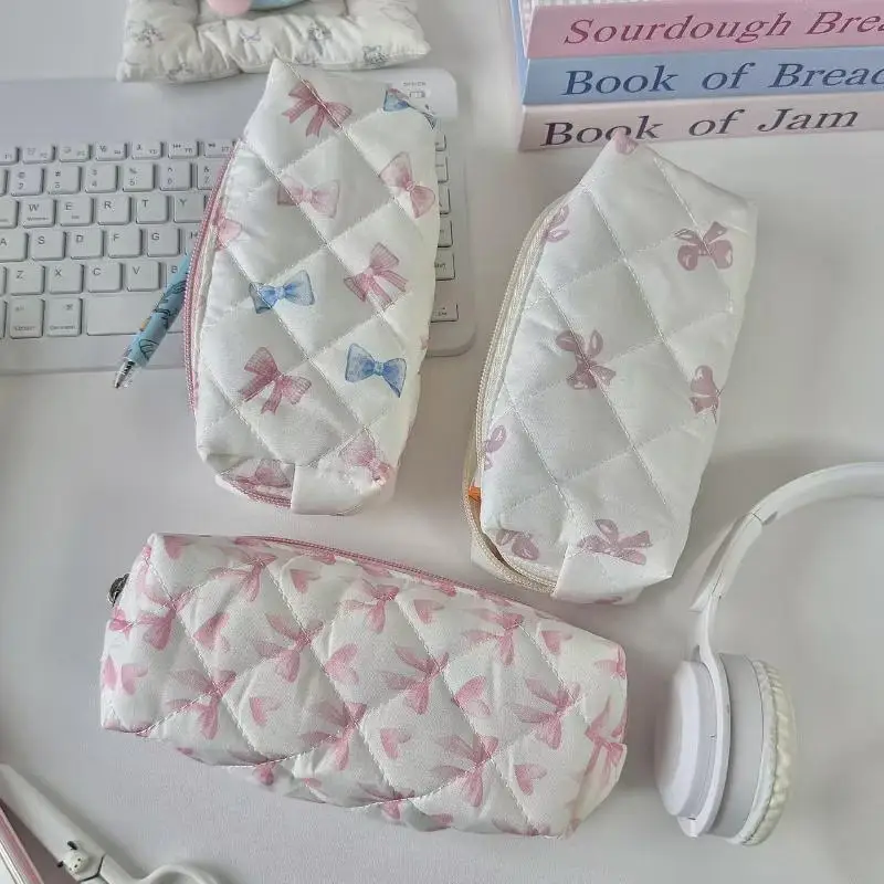 لطيف فراشة عقدة أزهار الكرز مقلمة سعة كبيرة القرطاسية حقيبة التخزين متعددة الوظائف حقيبة مستحضرات تجميل صندوق أدوات مكتب #5