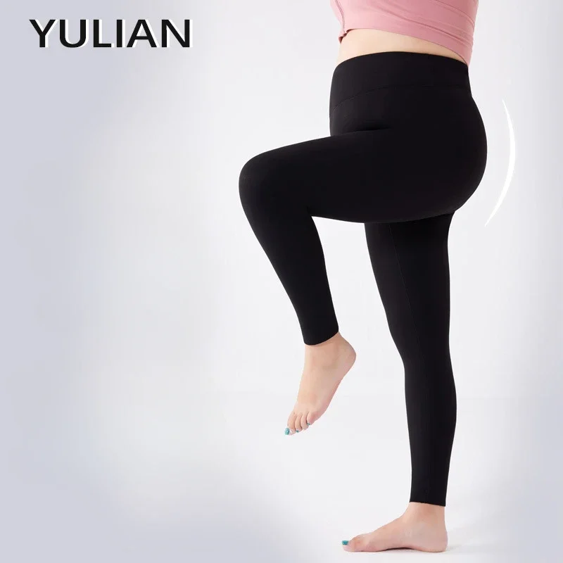 100KG large size shark pants outer wear autumn and winter black velvet high waist belly plus leggings