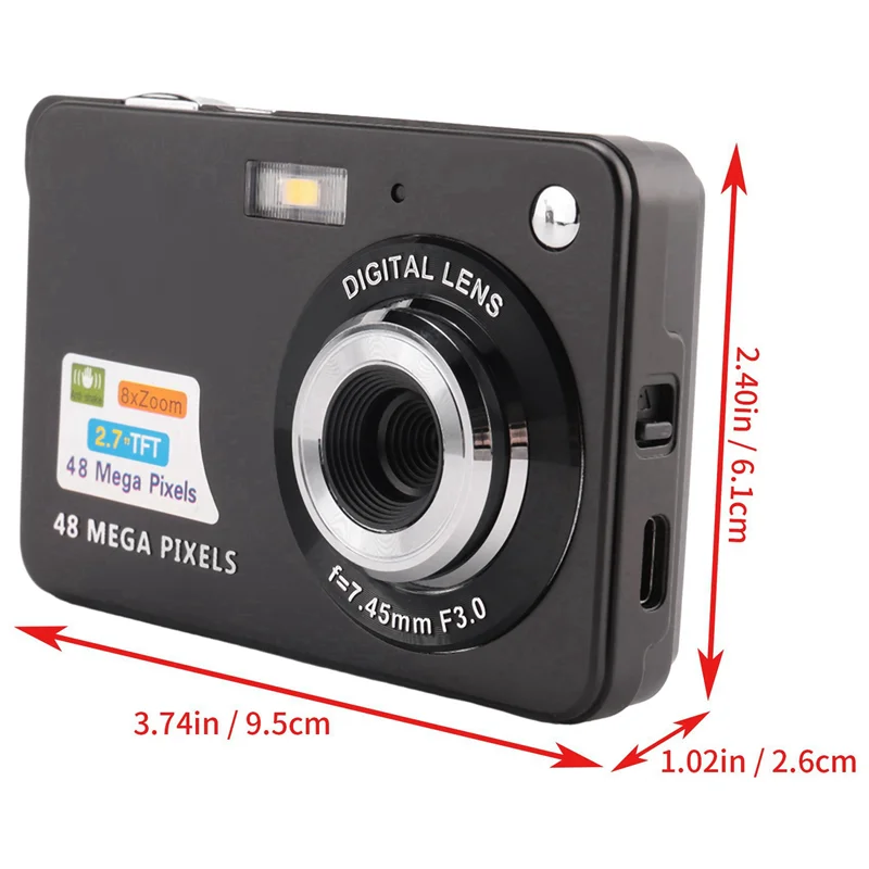 3X Digital Camera HD Display Video Camera Anti-Shake Camcorder 2.7 Inch Mini Camera-Y41A