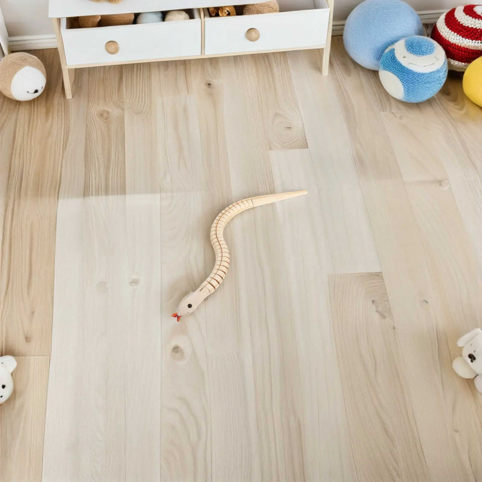 

12Pcs Wooden Snake Natural Color Realistic Flexible Crafts for Kids Imaginative Play Prank Props Educational Set 30Cm