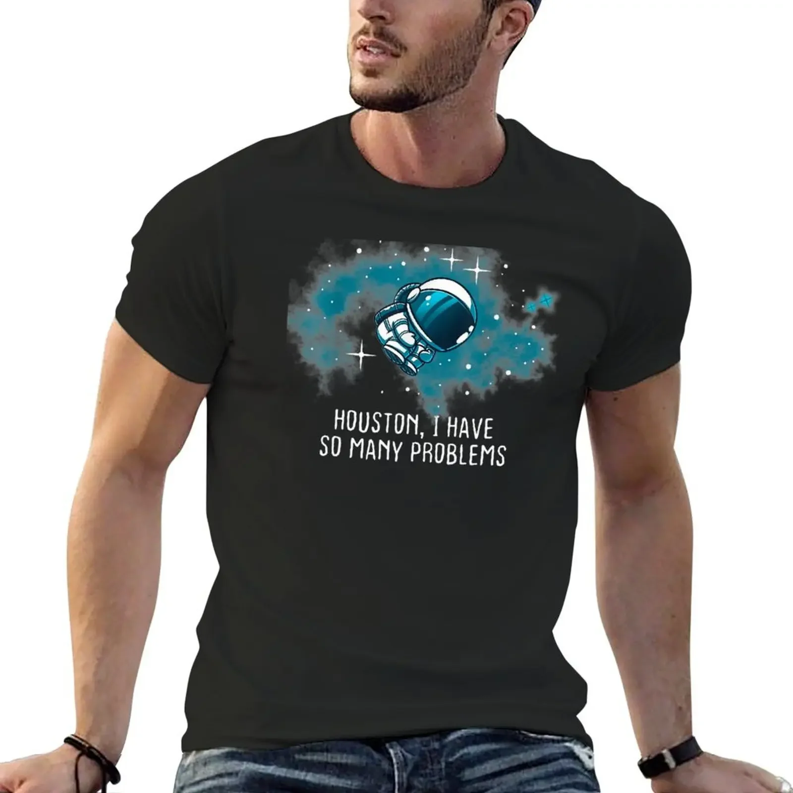 Houston I Have So Many Problems T-Shirt blue archive tops oversizeds sports fans t shirts men