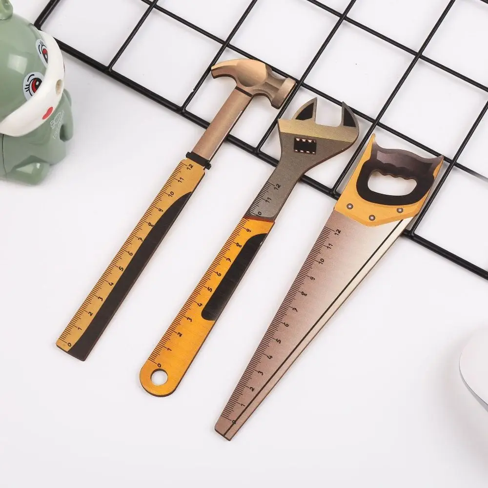 Hammer Wrench Cute Wood Tools Ruler Cartoon Creative 15CM Straight Ruler Funny Novetly Student Straight Ruler Kids