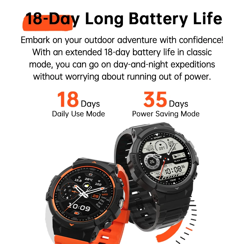 Versión global Black Shark GS3 Sport Reloj inteligente Pantalla AMOLED de 1,43» Duración de batería de 18 días 5ATM GNSS 4