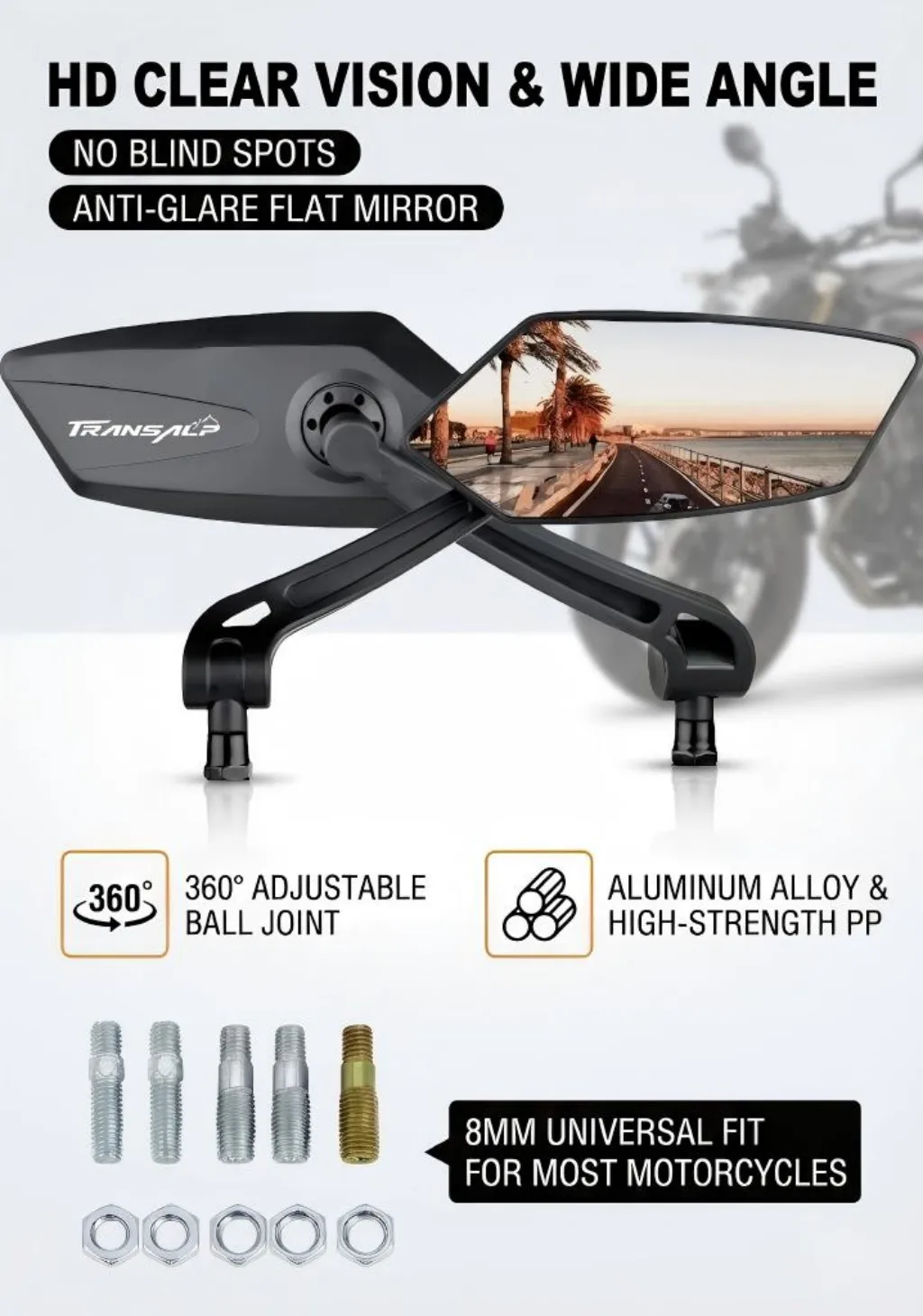 

Adjustable Rotating Rearview Mirror For XL750 Transalp 600V XL650V 700V XL750 2023 Motorcycle Side Rear view Mirrors